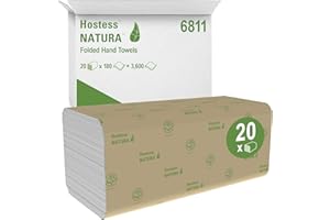 Hostess NATURA, 6811, Falthandtücher, 2-lagig, weiß, 20 Packungen x 180 Tücher