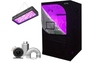 Sunstream Grow Tent Complete Kit Hydroponic Growing System Double Switch LED 600W Grow Light + 4"Carbon Filter Duct Combo plus+60X60X140cm(24"x24"x56")(LED600W+24"x24"x56"Grow Tent+4" Filter Combo)