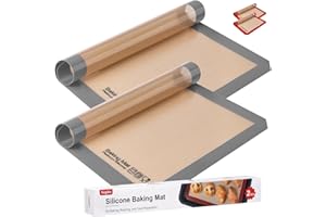 Tappetino da Forno in Silicone, Sopito 2pcs Antiaderente, Tappetino Forno Silicone Sicuro per Gli Alimenti, Resistente Al Calore 248℃ Tappetino Microforato, 41,9x29,5cm, Grigio