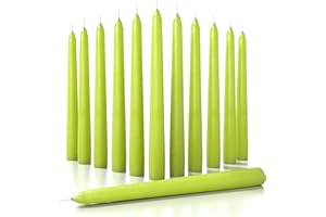 CANDWAX 20 cm Taper Candles Set of 12 - Dinner Candles Dripless - Tall Candles Long Burning Perfect as Christmas Candle or Household Candles - Olive Candles