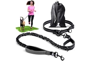 SparklyPets Hands Free Dog Lead for Medium and Large Breeds – Professional Waist Leash for Walking, Hiking, Training, Jogging, Canicross, Running with Reflective Stitches (Gray, For 1 Dog)