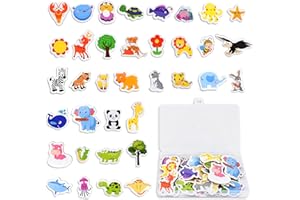 ZYFC 36Pcs Wooden Fridge Magnets, Cute Animal Refrigerator Magnets Refrigerator Deco, Magnetic Wooden 3D Cartoon Zoo Magnets Set for magnetic board, refrigerator, whiteboard, pin board, Metal Surfaces