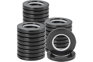 Coolty 32pcs Anillos de Cortina con Ojales Plastico Redondos para Cortina de Ventana, Cortina de Ducha, 40mm Diámetro Interior(Negro)