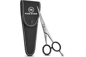 TK FIVE STAR SOLINGEN® Profi 5 Zoll kleine scharfe Bartschere Haarschere Haarschneideschere Friseurschere für Herren Friseure Kinder Damen für feine Haare geeignet Rostfrei mit Mikroverzahnung