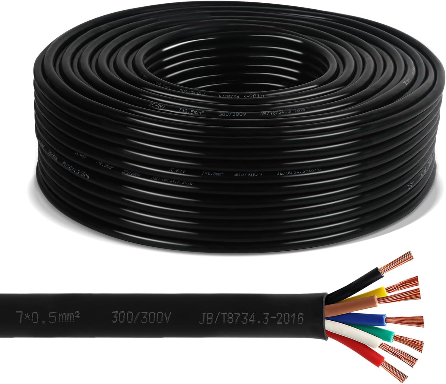 AOHEWEI Cable de 7 núcleos para remolque, cable de remolque de 5 m, color negro, para la industria de caravanas y camiones