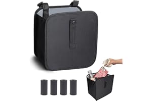 RJFUJP Car Bin with 4 Rolls of Garbage Bags, Waterproof and Leak-Proof Car Rubbish Bin, Collapsible Trash Can for Back of Car, Portable Car Trash Bin with Storage Pockets, Ideal for SUV, Truck, and Minivan