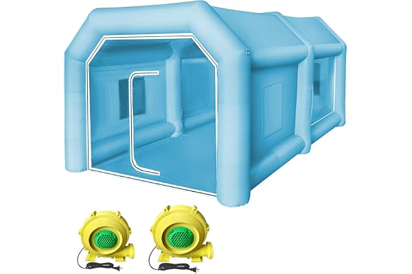 VEVOR Cabine de Peinture Gonflable 4x2,5x2,2 m, Tente Peinture Gonflable Automobile en Tissu Oxford 210D, avec 2 Souffleurs Puissants, Station de Travail pour Pose de Peinture, Garage, Atelier