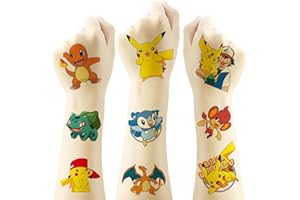 ‎DROOKAEN 12 Blätter Hautfreundliche Kinder Tattoos zum Aufkleben - Wasserdichte Kindertattoos Cartoons Tattoo Mitgebsel Kindergeburtstag Geschenk Mädchen Junge Kinder Party Deko