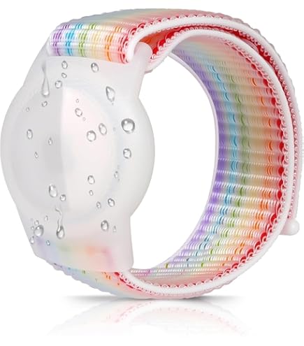 Cinturino per bambini per AirTag, confezione da 2 braccialetti Air Tag compatibili con custodie AirTag, cinturino regolabile GPS Tracker Raggio 4, 5-7,2 pollici (arcobaleno + arancione