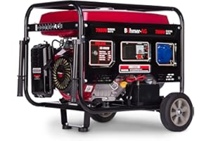 Böhmer-AG 8000W-E Petrol Generator 7.5Kw 12V DC Output Electric Key Start Outdoor 9.5 kVA 13Hp 4-Stroke OHV Engine with 1 UK 240V Standard Plug & a 32 Amp Plug Socket