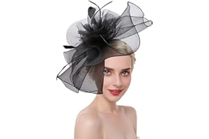 AHDMR Bibi Mariage Femme Elégant Chapeau de Voilette Banquet Fascinator Hat Vintage Epingle à Cheveux Chic Coiffe de Mariée à Grande Fleur Serre-tête Béret de Derby Ascot pour Cocktail Eglise Funérailles
