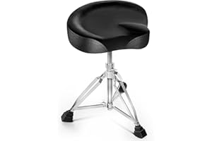 ‎CAHAYA CAHAYA Verstärkt Vergrößert Sattelform Schlagzeughocker: 9cm Extra Dick Gepolsterter Drum Hocker - Höhenverstellbar von 45-62.5cm Trommelhocker Tragfähigkeit bis zu 200kg