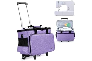 Yarwo Bolsa de Ruedas de la Máquina de Coser es Desmontable, Bolsa de Trolley de la Máquina de Coser con Panel de Soporte Inferior, Adecuado para la Mayoría de la Máquina de Coser