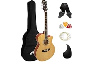 Tiger ACG1-NT34 Acoustic Guitar with Steel Strings – 3/4 Size – for Beginners aged 9+ – Bag, Strap, Spare Strings, Scratchplate and Pick Included - 6 Months Free Lessons - Natural