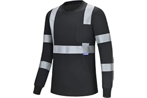AYKRM Hi vis Koszulka z długim rękawem, robocza, odblaskowa, bezpieczna, polo, EN20471 klasa 3, XS–8XL