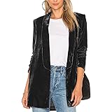 Blazer in Velluto da Donna Elegante Tailleur Giacca Blazer in Tinta Unica Slim per Autunno Primavera Crimonia