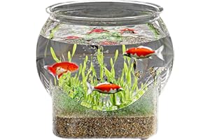 AIZUONI Desktop-Aquarium Für Betta-Fischschildkröte, Aquarien Fischschalen, Kugelaquarium Bruchsicherer Kunststoff Fischschale, Goldfischglas Für Den Heimarbeitsplatz, Kleine Aquarien, Blumenvasen-Herzstück