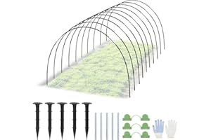 BAFEIL Łuki do roślin – 60 sztuk łuków tunelowych, zdejmowany tunel foliowy do podwyższonej grządki, łuk szklarniowy 6 mm z powłoką z tworzywa sztucznego, zestaw łuków tunelowych do ogrodu, szklarni