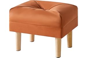 YMYNY Ottomano, Pouf Couch Sgabello, Pouf Poggiapiedi, Materiale Del Tessuto Tecnico, Sgabello Basso in Legno, Piccolo Sgabello Imbottito per Soggiorno e Ingresso 40 x 29 x 32CM Arancione HBD040J