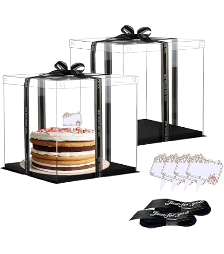 Lot De 4 Boîtes à Gâteau Transparentes Avec Ruban - Boîtes PVC Pour Pâtisseries Et Cadeaux Mariage