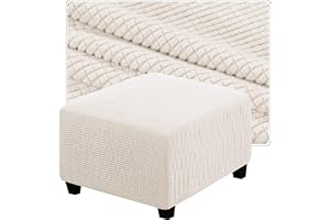 Fyrkantig Pallfodral 35x35 40x40 50x50 cm - Dekorativt och Skyddande Överdrag Tillverkat på Mått for Pouf, Fotpall & Pall - for Vardagsrum(Ivory,14in/35cm)