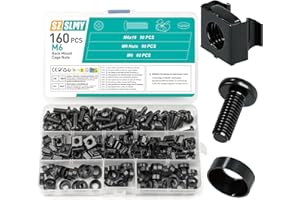 SZSLMY 160 Pcs Cage Nuts and Bolts, M6 x 16 mmRack Mount Screws, Rack Studs and Washers Set, Square Hole Black Server Rack Screws Nuts for Server Racks Cabinet Console Mounting Routers Shelves