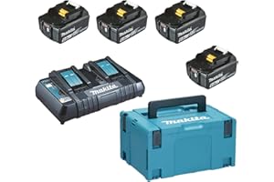 Makita Pack 4 batteries 18 v li-ion 6 ah + chargeur double dc18rd avec coffret mak-pac