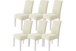 Ystyle Fundas Sillas De Comedor Pack 6, Fundas Sillas Ajustables, Cubre Sillas Elástico Universal, Funda Sillas Comedor Desmontables Lavables para Banquetes Hogar Restaurante Hotel, Beige