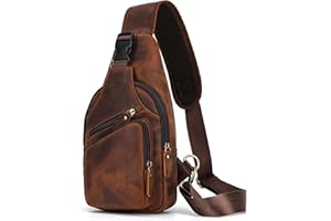 newsbirds Herren Echtes Leder Brusttasche Umhängetasche Sport Outdoor Messenger Bag Wanderrucksäcke, 9455 Braun