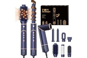 UMIGA Pro Air Brush Styler 7 en 1 Brosse Soufflante Sèche-cheveux Ionique Haute Vitesse 110,000RPM avec 7 Accessoires de Coiffure Brosse Chauffante Brushing Ensemble de Brosses à Air Chaud, Bleu-saphir