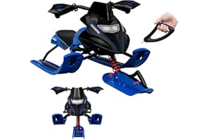 ‎LANEETAL Laneetal Lenkschlitten für Kinder, Schlitten mit Fußbremsen, Bob Kinderschlitten, automatisches Zugseil, gepolsterter Sitz, Metallrahmen, 121x43x5 cm