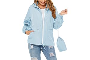 Tisfeer Raincoat for Women Waterproof Lightweight Trench Coat Windbreaker Packable Hooded Outdoor Rain Jacket