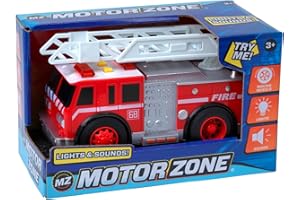 Motor Zone John Adams | 18cm Fire Engine with lights and sound | Kids' Play Emergency Vehicles | Batteries included | Ages 3+, Red