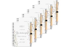 Sinmoe 6 Set Dankeschön Geschenk für Kollegen Abschiedsgeschenk Jobwechsel Blumen Inspirierend Spirale Notizblock Danke für alles Kugelschreiber für Team Mitarbeiter (Arbeit ist wie ein Banküberfall)