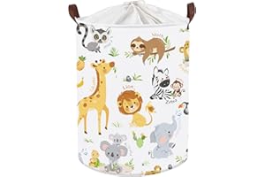 Clastyle Woodland Animals Laundry Hamper Leaf Book Storage Basket for Bathroom Parent Storage Box to Organize Toy Clothes, Lion, 36x45 cm
