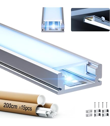 LED Aluminium Profil 2m Set – Einbauprofil Mit Milchiger Abdeckung Für LED-Streifen, 20 Mm Passend