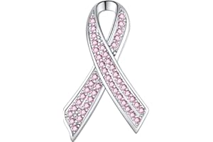 U7 Lazo Rosado Broche Concienciación Cáncer de Mama con Zirconia Cúbica Transparente/Rosado Pink Ribbon Pin Alfiler para Mujeres Cinta Rosa