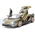 TGRCM-CZ 1/32 Scale Compatible for Lamborghini Sián FKP37 Car Model Toy, Sound and Light Pull Back Car Zinc Alloy Casting Toys for Kids Boy Girl Gift (Army Green)