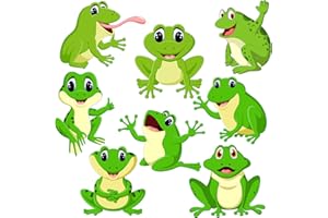 TENARE 48 Pieces Funky Frogs Cut-Outs Cute Frog Accent Bulletin Board Cut-Outs Spring Bulletin Board School Classroom Cutouts Summer Fall Theme Party Cool Jumping Frogs Cutouts with Glue Point Dots