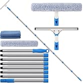 Mitclear Limpiacristales Telescopico, Mango Largo 300cm, Escobilla Silicona | Limpiador Ventanas con Rasqueta &amp; Pa&ntilde;os de Micr