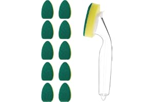 Hinapan Disksvamp med diskmedelsdispenser, innehåller 1 diskmaskinstång och 10 reservsvamphuvuden, rengöringssvamp diskborsta