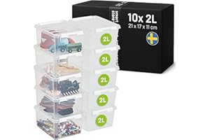 SmartStore - 10x Boîte de Rangement Plastique avec Couvercle Classic 2L (21x17x11cm) | Empilable et de Qualité Alimentaire | Boîte Plastique avec Couvercle & Coins Renforcés | Garantie 10 Ans