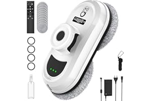 WIWOLER Robot Limpiacristales, 5600pa Limpia Cristales Electrico Ventanas, 3 Modos Limpieza, Navegación Inteligente, Mando a Distancia y 10 Paños, Limpiacristales Electrico para Ventanas, Espejos y Azulejos