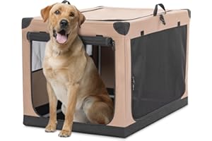 Petsfit Cage pour Chien Pliable, Transport en Tissu avec Cadre en Aluminium Intégré, Caisse Réglable par Tuyau en Spirale, Kaki, L
