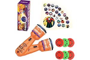 POPOYU 2 Pezzi Proiettore Halloween Storie Torcia Proiettore Bambini,Proiettore Diapositiva per Bambini con 24 Immagini Diverse,Torcia Proiettore per Compleanni Halloween Regalo di Educazione Precoce
