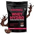 NAKPRO HYDRO Whey Protein Hydrolyzed | 24.89g Protein, 5.45g BCAA | Easy Mixing, Low Carbs, Easy Digesting Whey Protein Supplement Powder for Men, Women & Athletes | 1 Kg (Chocolate)
