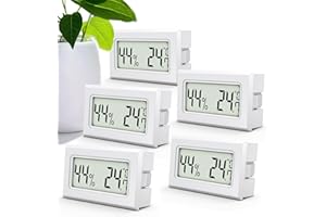 MAVORI® 5 pcs. Mini thermomètre hygromètre intérieur petit thermometre digital : Mesure précise de l'humidité intérieure et thermometre interieur pour la mesure de la température et de l'humidité