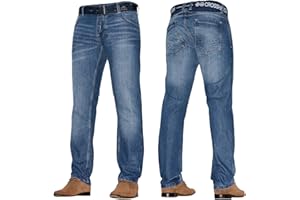 CROSSHATCH Mens 'Frinced' Classic Straight Leg Stretch Jeans Fashion Regular Fit Stylish Branded Denim by JeanBase