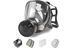 sykua Full Face Gas Mask, Gas Masks Survival Nuclear and Chemical with 40mm Activated Carbon Filter, Reusable Respirator Mask for Gases, Vapors, Dust, Chemicals