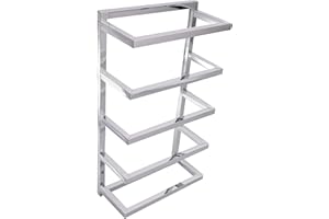 House & Homestyle Chrome Towel Holder, Wall Mountable 5 Tier Hanging Towel Storage Rail/Rack for Bathroom, En Suite or Toilet